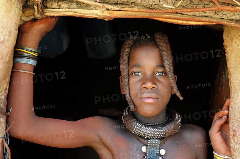 Himba girl with two braids and jewellery