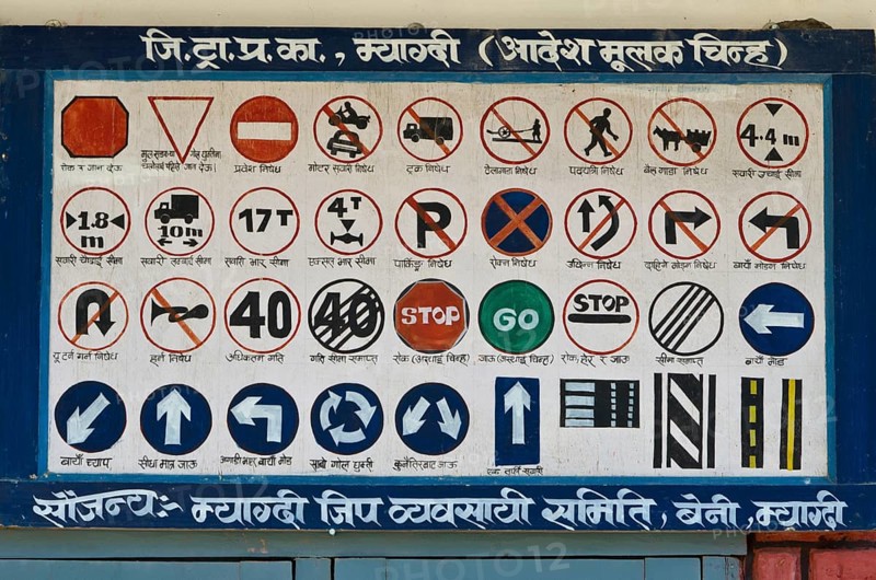 Roadsigns and traffic rules on a big plate