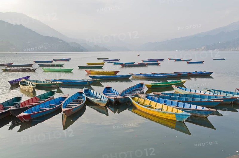 Colorful boats on Phewa Lake