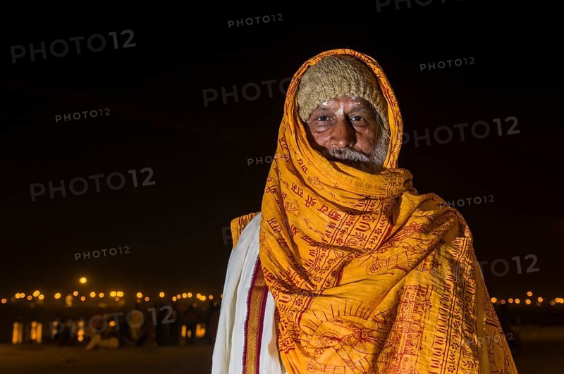 Pilgrim at night at the Sangam