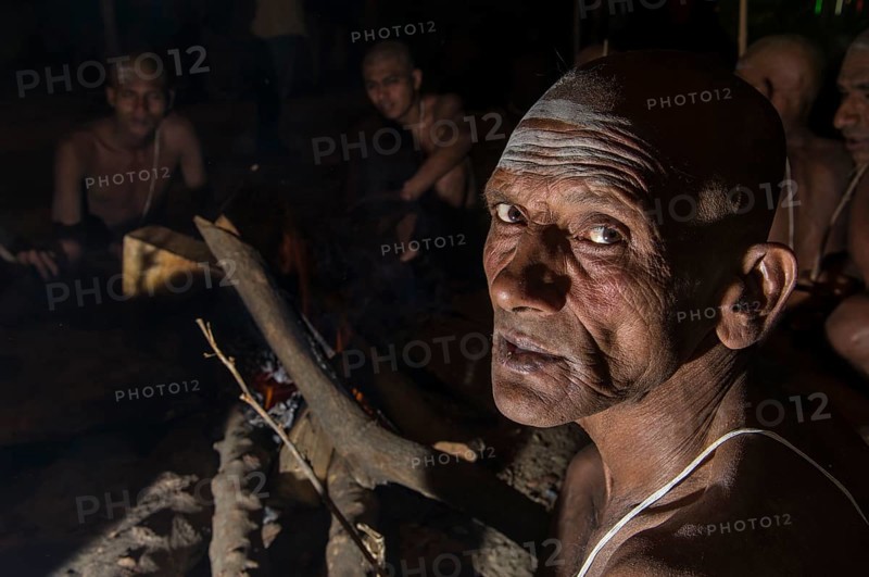 Portrait of a man joining the initiation of new sadhus