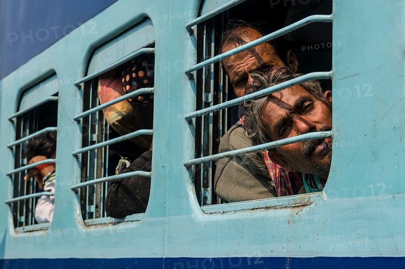 A train full of pilgrims at the railway station