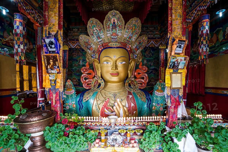 Colourful statue of Maitreya