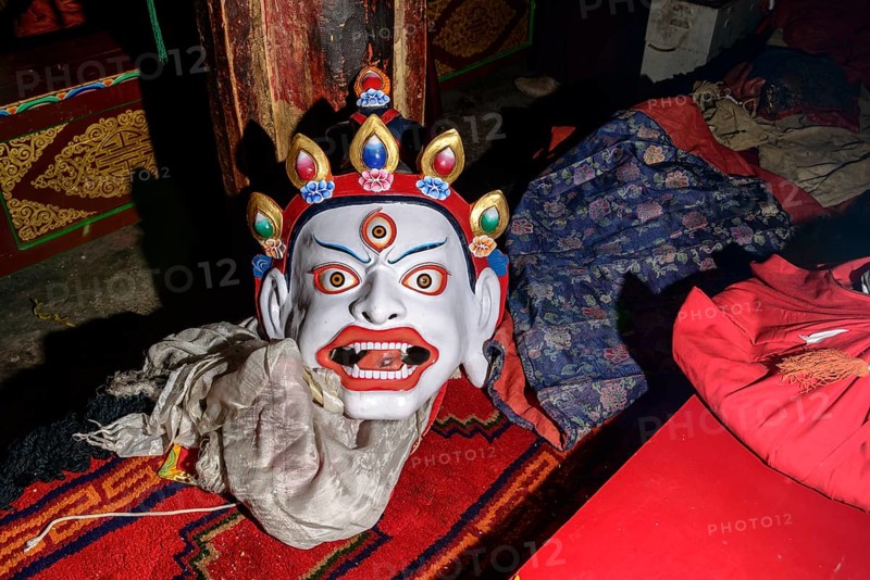 Wooden mask used by monks for ritual dances during Hemis Festival