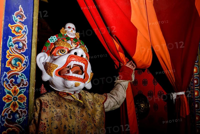 Wooden mask used by monks for ritual dances during Hemis Festival