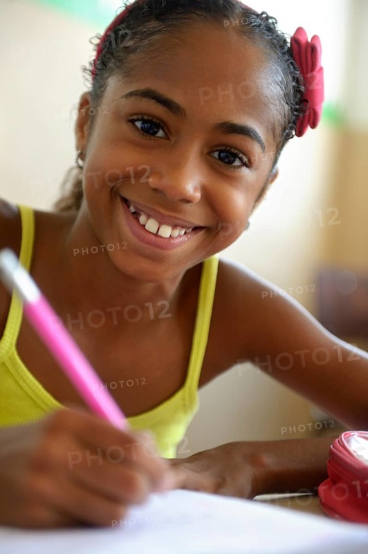 Schoolgirl in a slum or favela