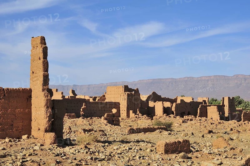 Dilapidated mud houses