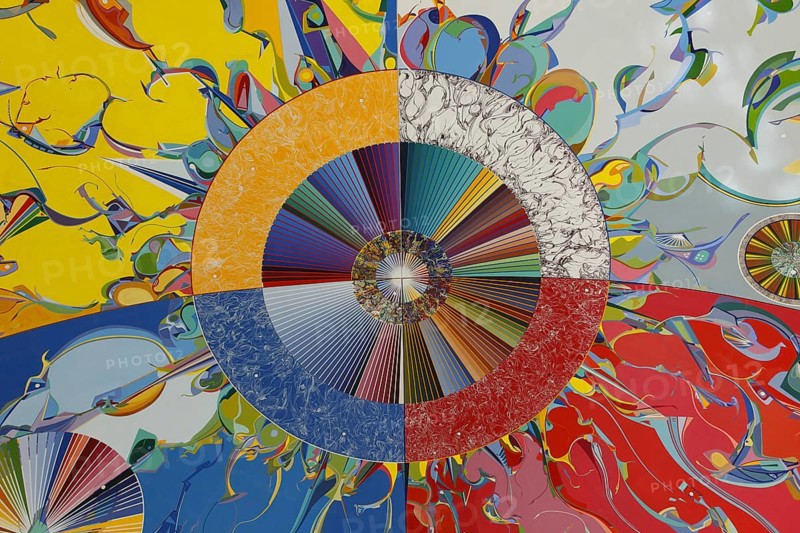 Roof painting Morningstar by Alex Janvier inside the dome of the Canadian Museum of Civilization