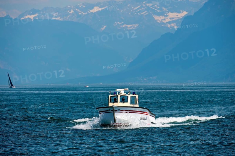 Water rescue motor boat of Morges on Lake Geneva