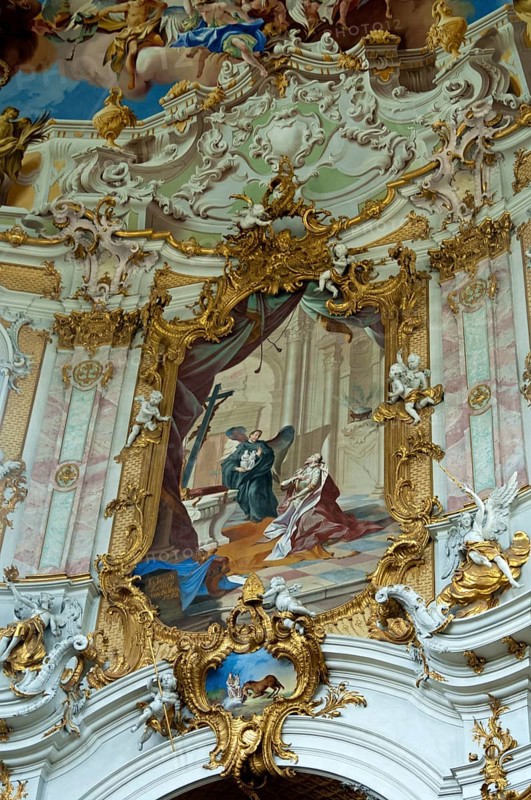 St. Benedict passing Emperor Louis the image of Mary