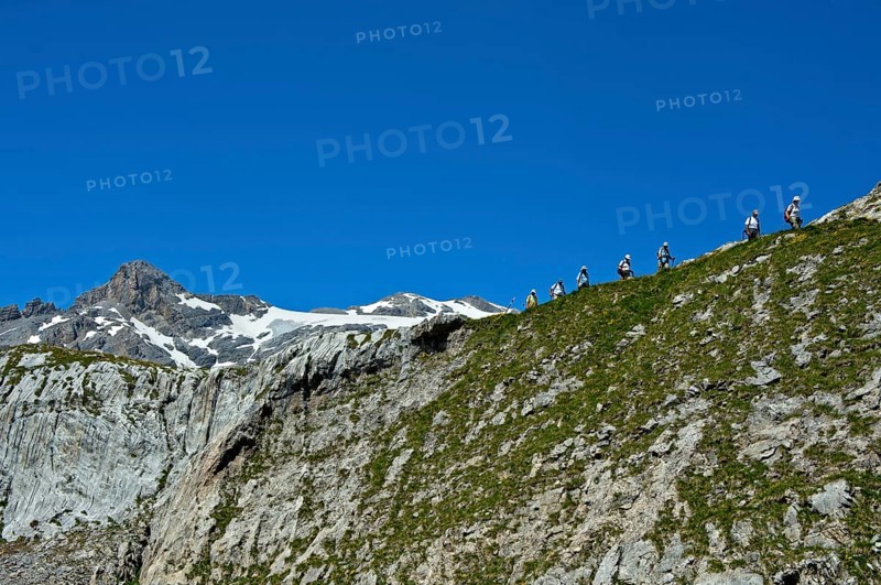 Hikers below the summit of Wildhorn Mountain