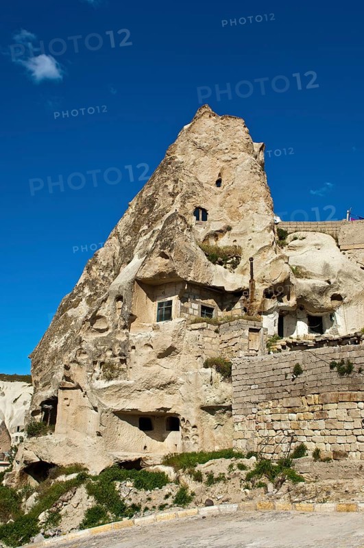 Cave dwellings in hollowed tuff rock