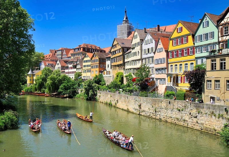 Punts on the Neckar River in Tuebingen