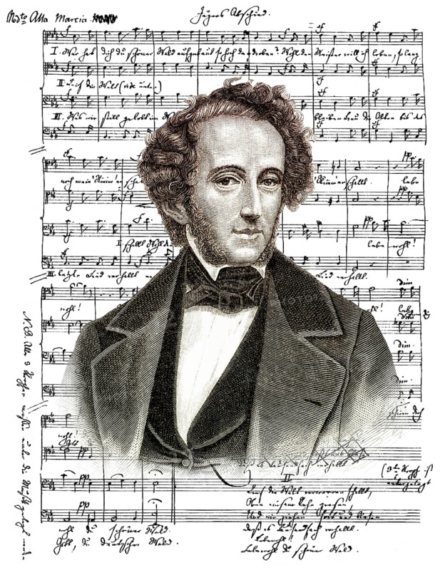 Historical music sheet manuscript by Jacob Ludwig Felix Mendelssohn Bartholdy