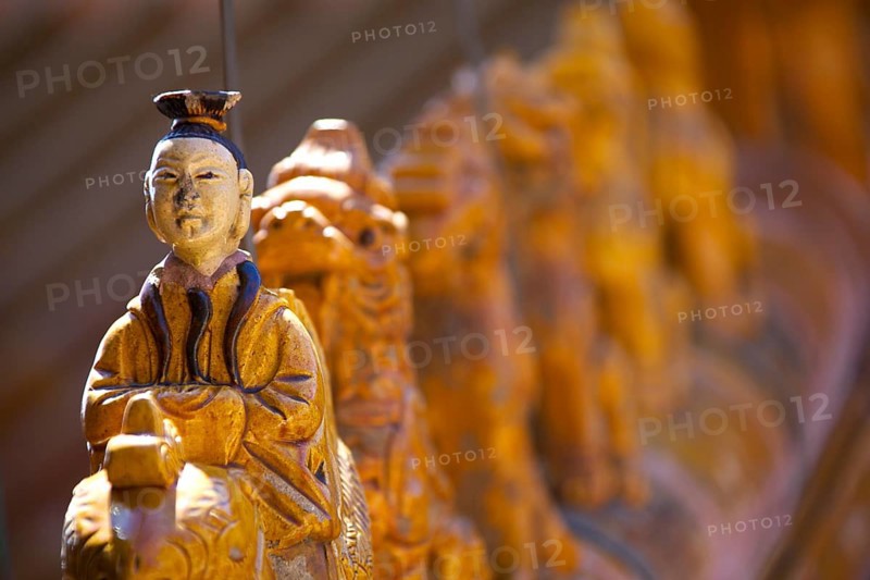 Roof tiles decorated with figures on a pagoda at the Summer Palace