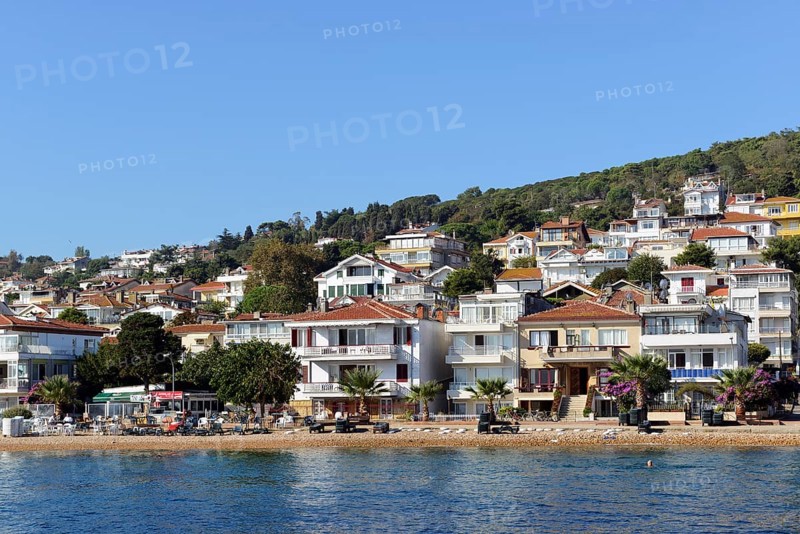 Seaside settlement with beach