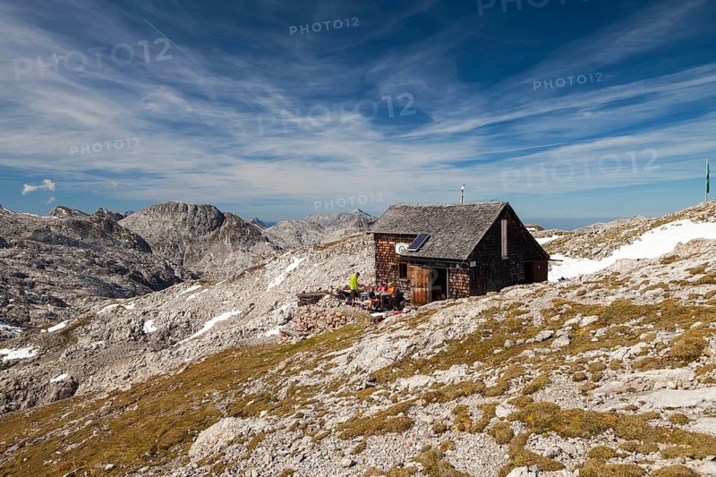 Hikers at Edelweisserhuette refuge