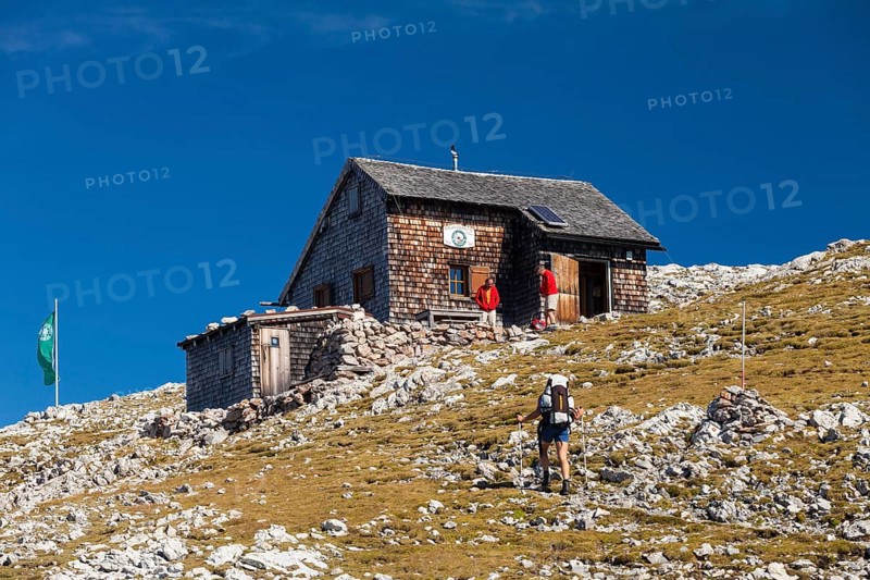 Hikers at Edelweisserhuette refuge