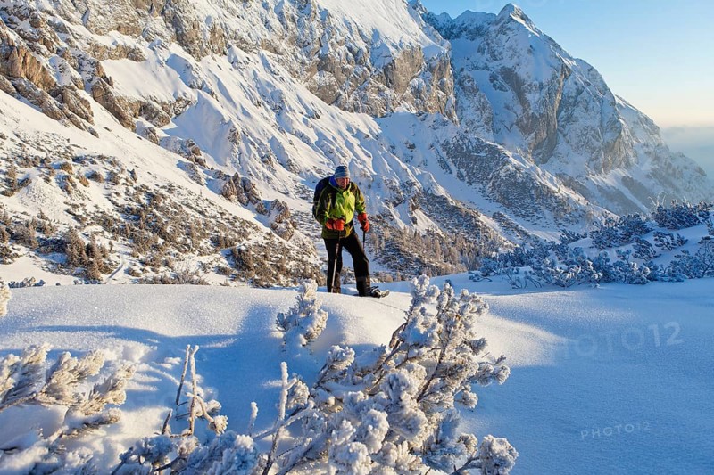 Man snowshoeing