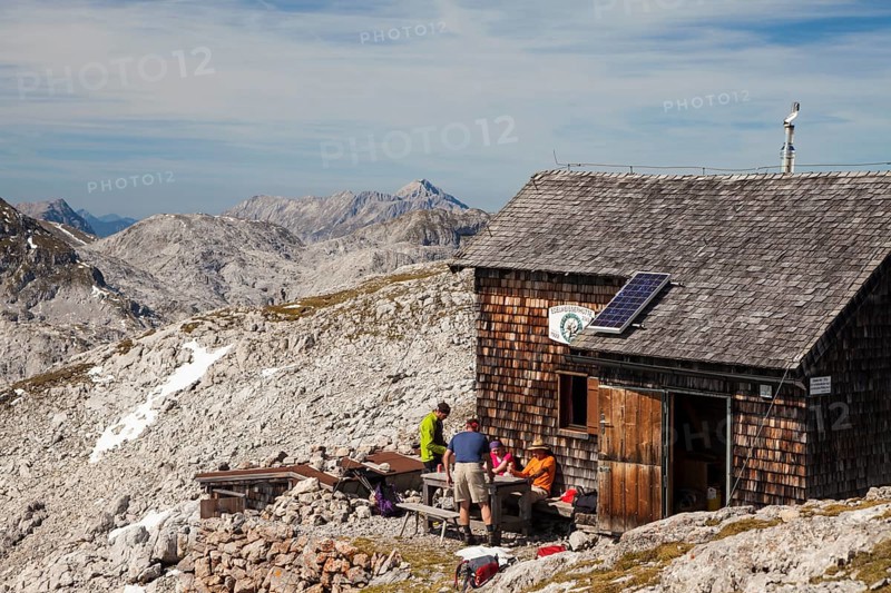 Hikers at Edelweisserhuette refuge