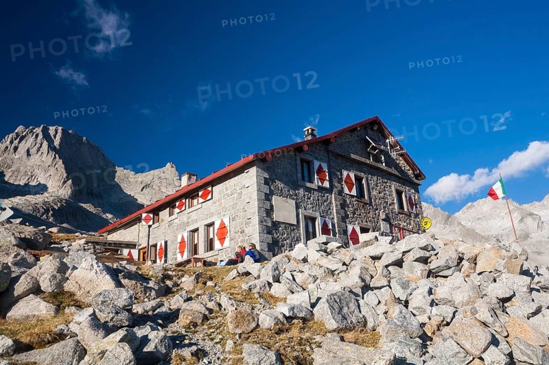 Rifugio Gianetti mountain hut on the Sentiero Roma high route