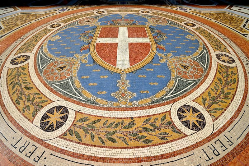 Marble floor mosaic