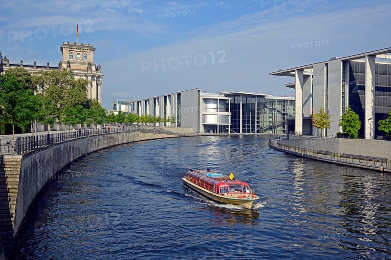 Passenger boat on the Spree River in the Government District