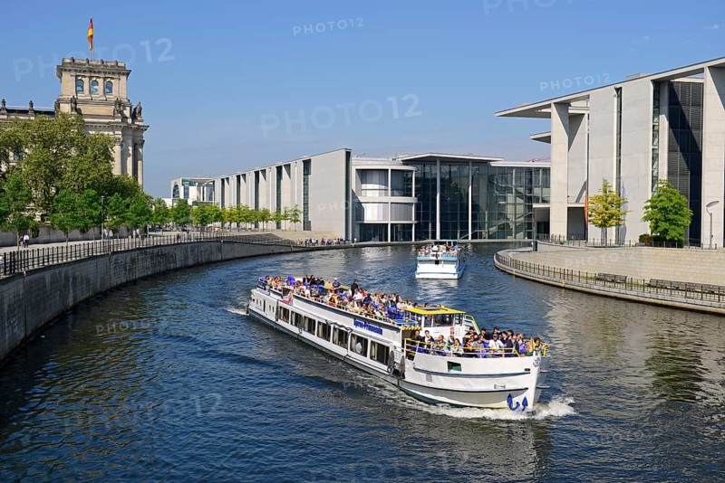 Passenger boat on the Spree River in the Government District
