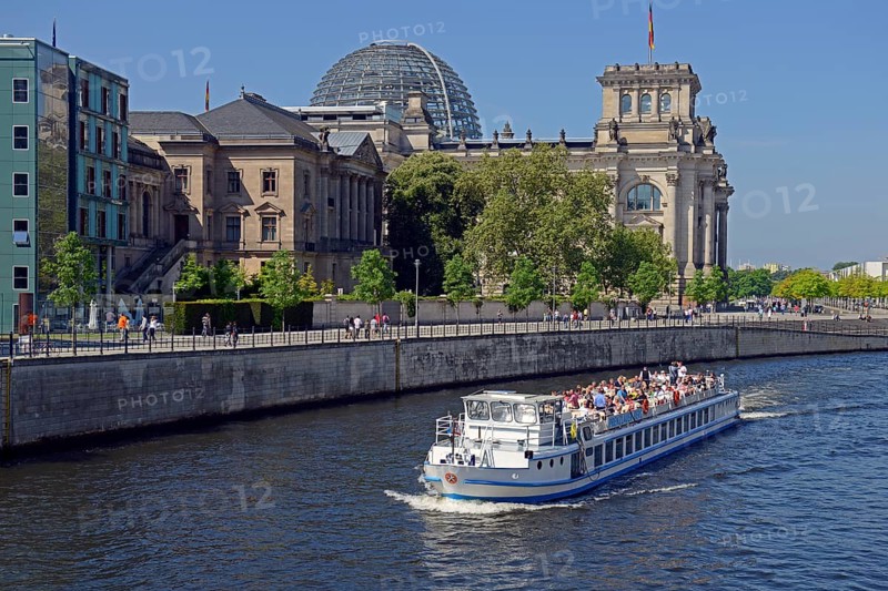 Passenger boat on the Spree River in the Government District