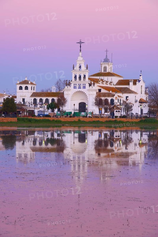 Ermita del Rocio hermitage at sunset