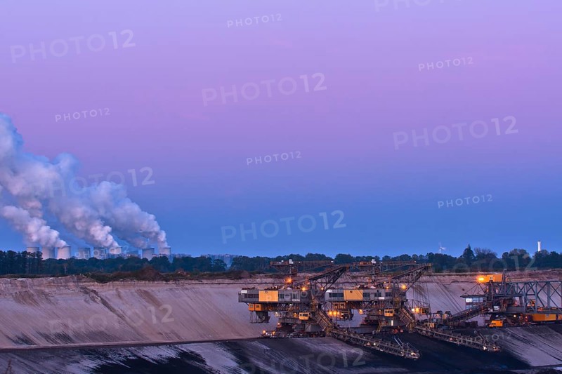Cottbus-Nord Coal Mine with conveyor bridges in front of Jaenschwalde Power Station
