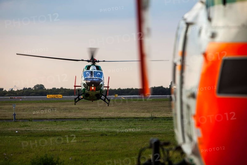 Police helicopter type BK 117 taking off for an operational flight