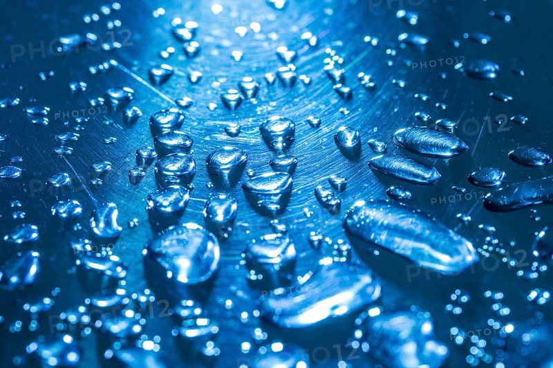 Water droplets on a metal surface
