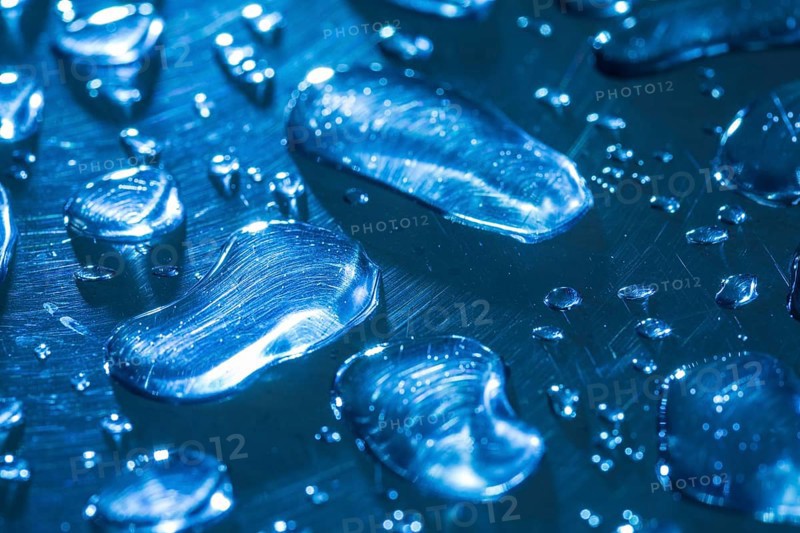 Water droplets on a metal surface