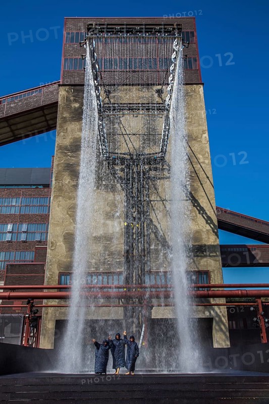 Art installation in front of the coal bunkers of the Zollverein