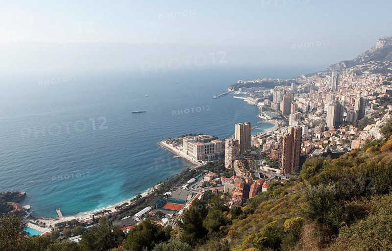 View from above over the tennis courts of the Monte Carlo Country Club
