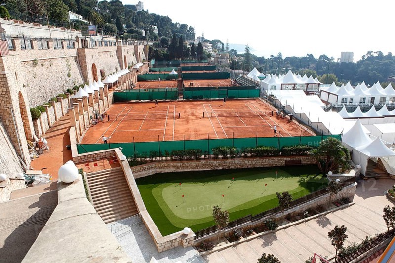 View from above over the tennis courts and the VIP village of the Monte Carlo Country Club