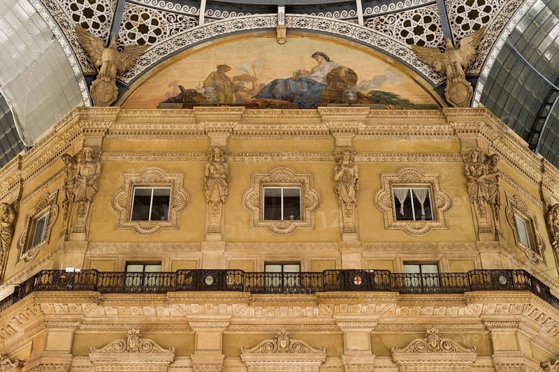 Fresco representing Asia in a lunette of the dome of Galleria Vittorio Emanuele II