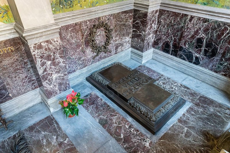 Grave Giuseppina Verdi Strepponi in the crypt of the Casa di Riposo per Musicisti also called Casa Verdi