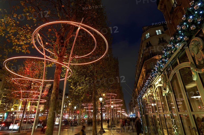 Christmas lighting in front of the Laduree luxury patisserie