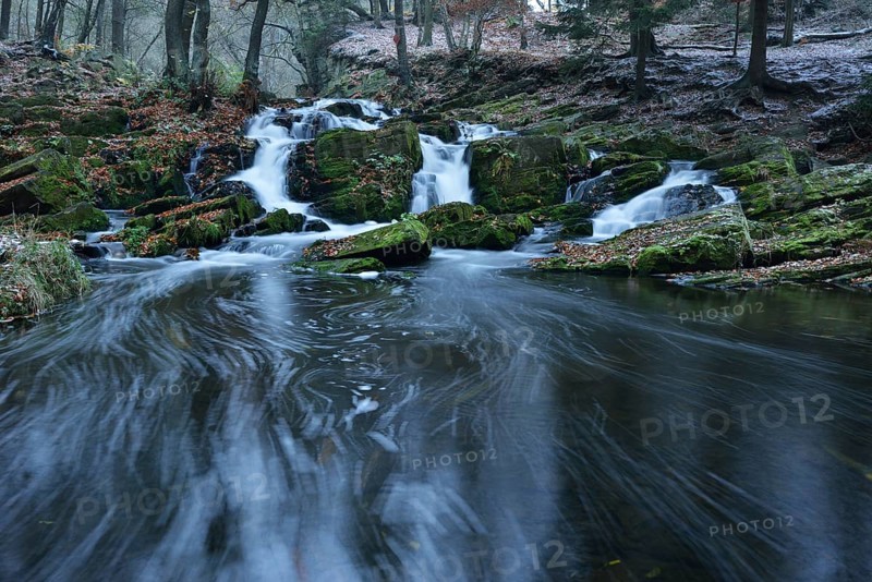 Waterfall in the Selke River in autumn