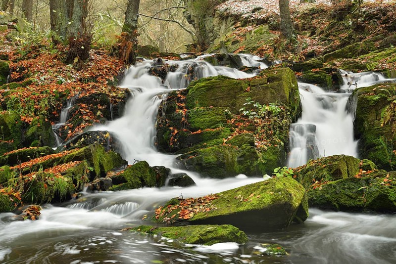 Waterfall in the Selke River in autumn