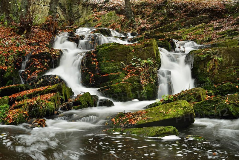 Waterfall in the Selke River in autumn
