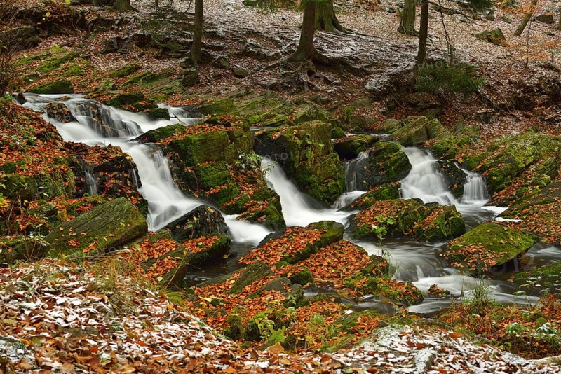 Waterfall in the Selke River in autumn