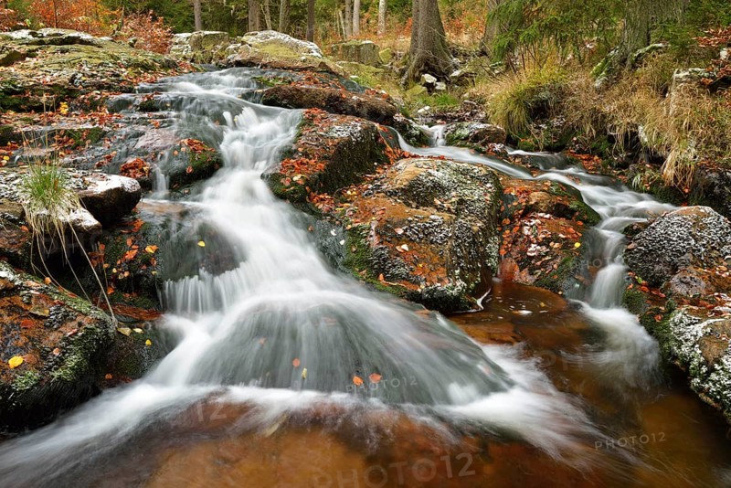 Unterer Bodefall waterfall in autumn