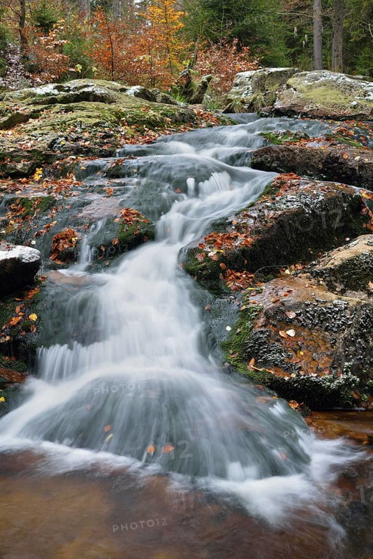 Unterer Bodefall waterfall in autumn