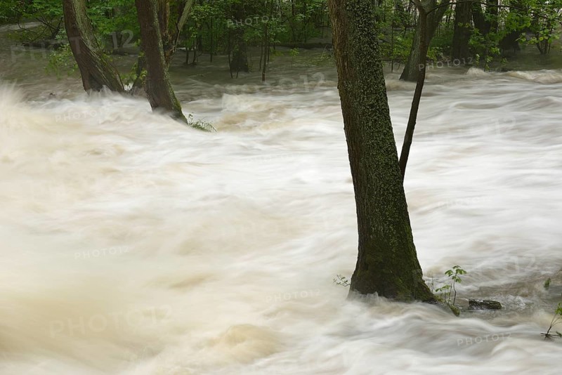 Waterfall on the Selke River during a flood