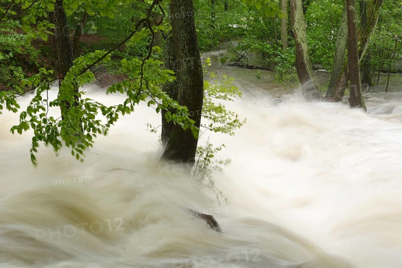 Waterfall on the Selke River during a flood