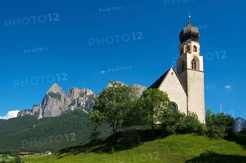 Church of St. Constantine with Sciliar Mountain