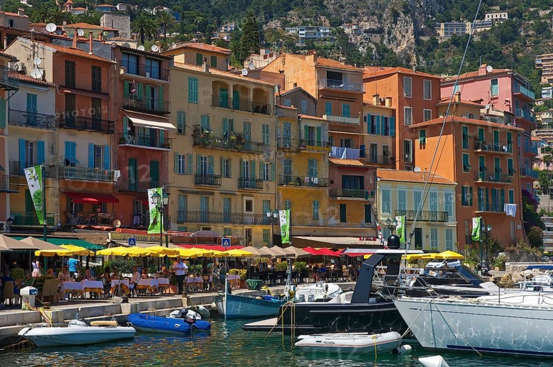 Restaurants on the waterfront of Villefranche-sur-Mer